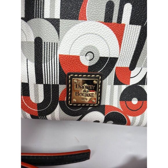 Disney Dooney And Bourke Mickey Minnie Geometric Satchel Black Red - Picture 2 of 8